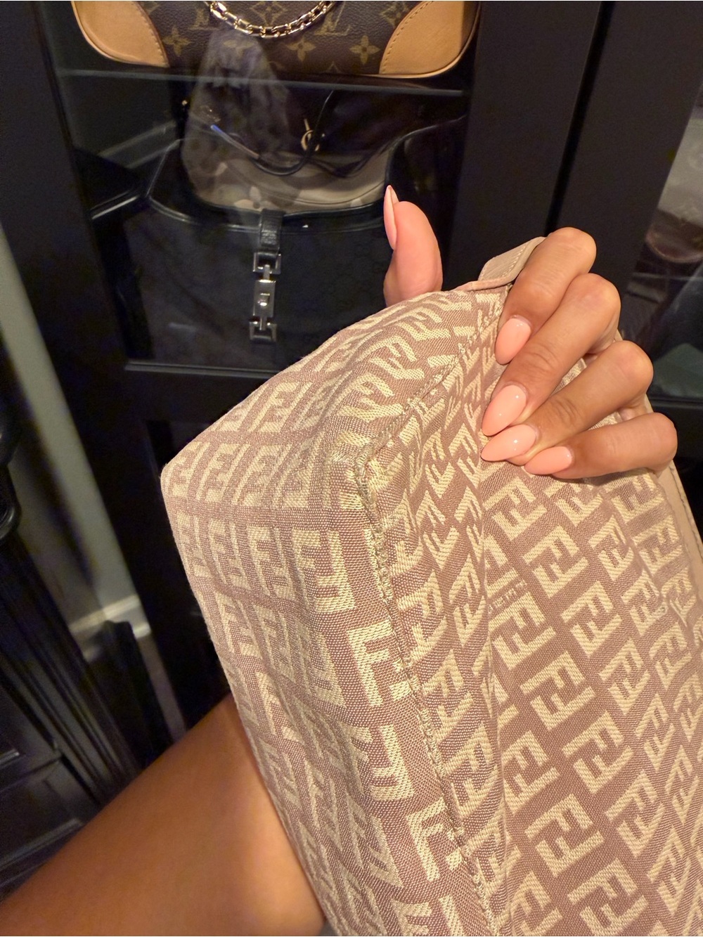 Fendi Beige Pink FF Jacquard Shoulder Bag - Picture 5 of 14